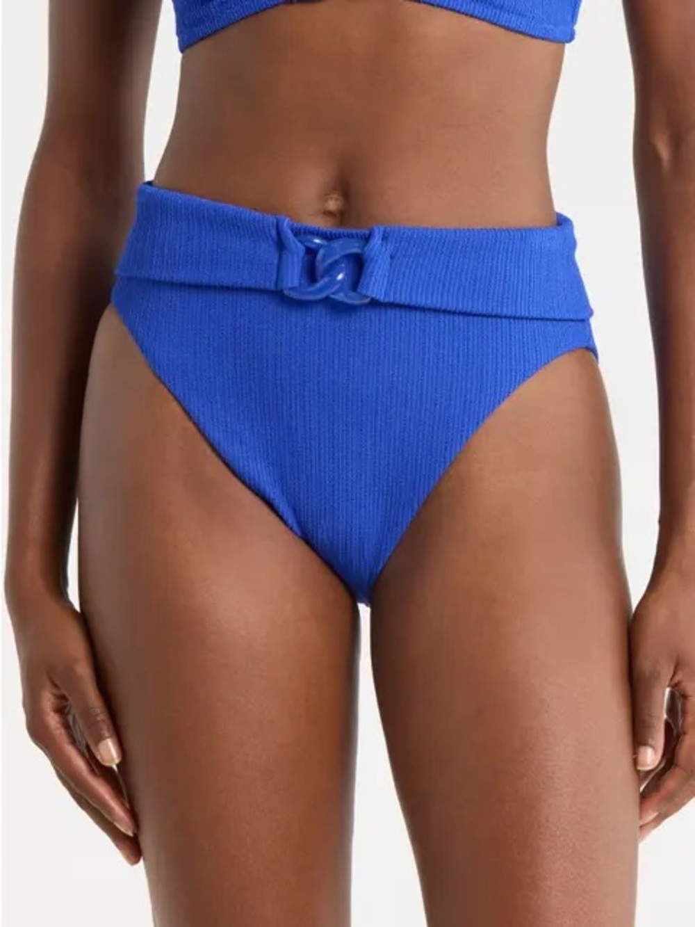NWT new small sanctuary high waist belted bikini bottom swim ribbed cobalt blue
